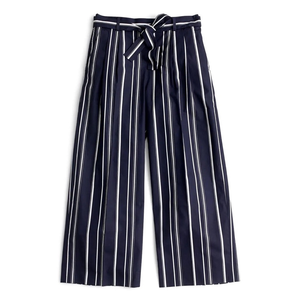 J. Crew Wide Leg Stripe Cotton Poplin Pants, 4 - Picture 3 of 8